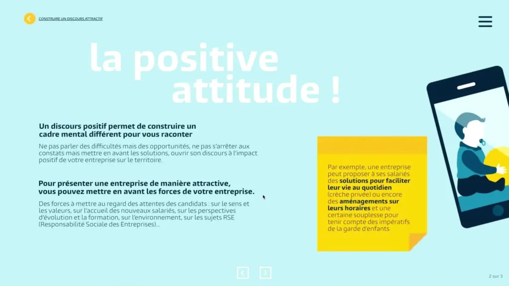 Capture de l’expérience interactive UIMM consacrée à l’attractivité des métiers.